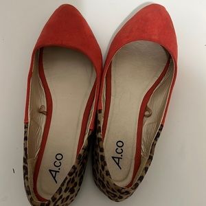 Female red and leopard brown shoes